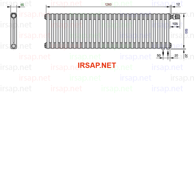 чертеж радиатора Irsap Tesi 20500-2820500-28-25-01
